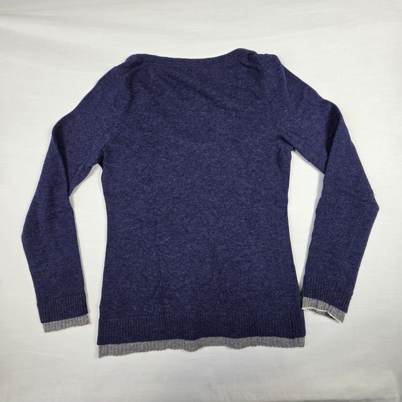 Banana Republic Cashmere Wool V Neck Sweater Womens M Italian Yarn Blue Elegant - Picture 8 of 16